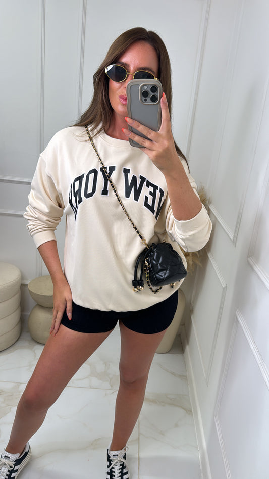 LOLA beige new york sweatshirt