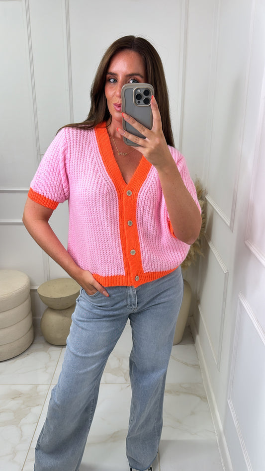 SARAH pink & orange cardigan