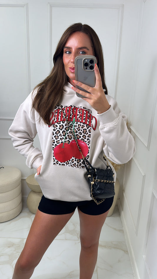 GRACIE stone cherry leopard hoodie