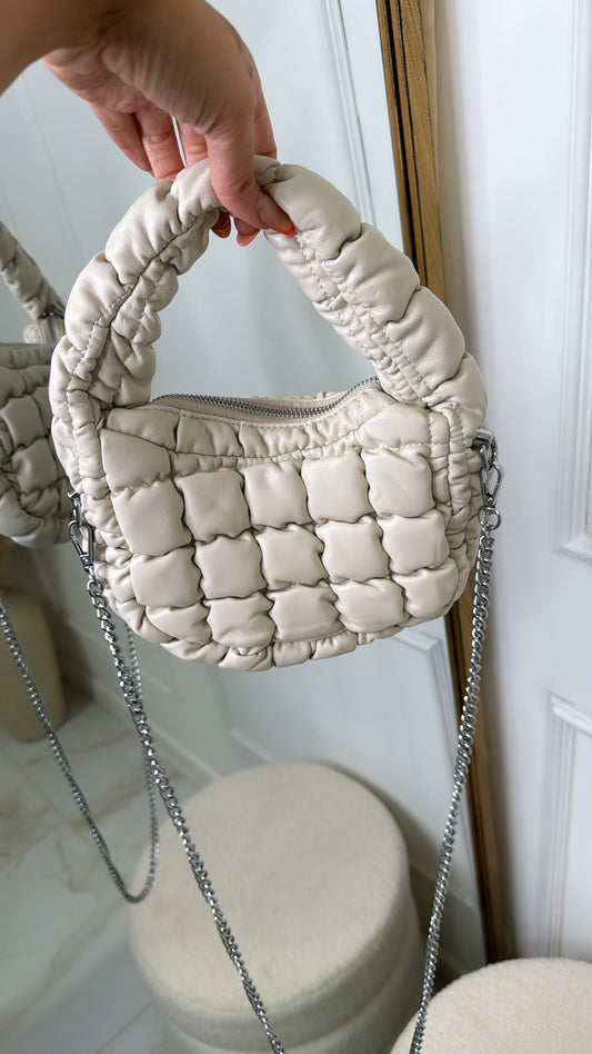 ALISHA cream quilted chain bag