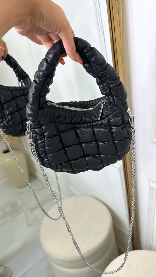 ALISHA black quilted chain bag