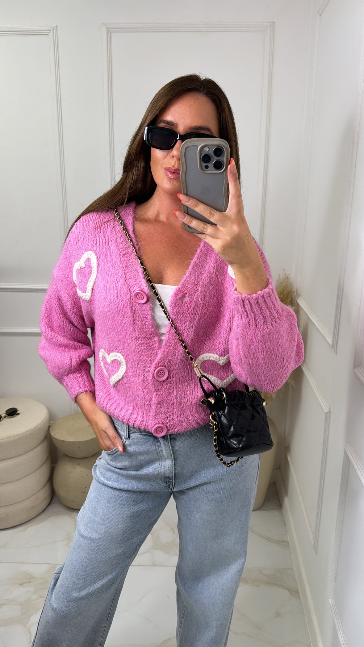 GIANNA pink heart cardigan