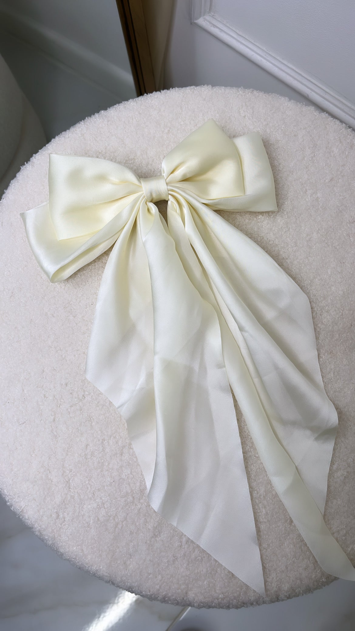 LAUREN cream silk hair bow