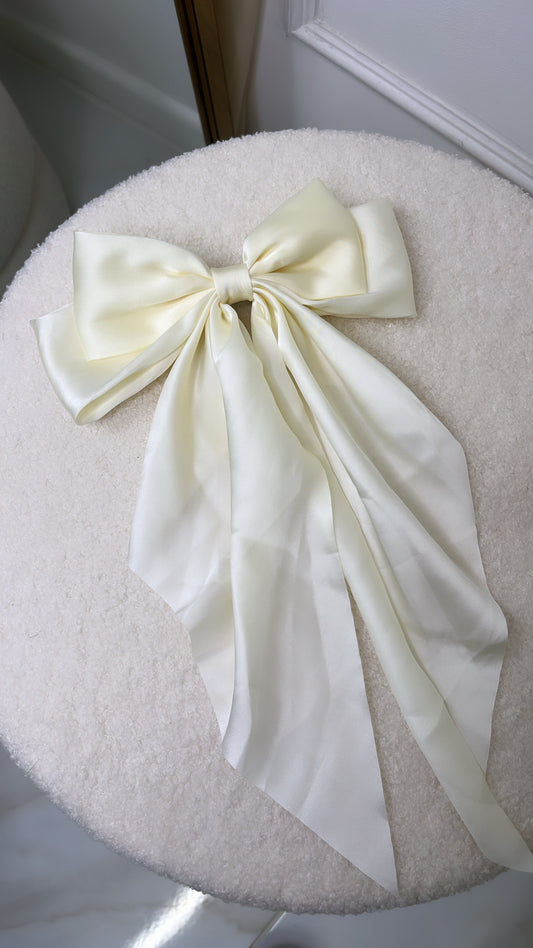 LAUREN cream silk hair bow