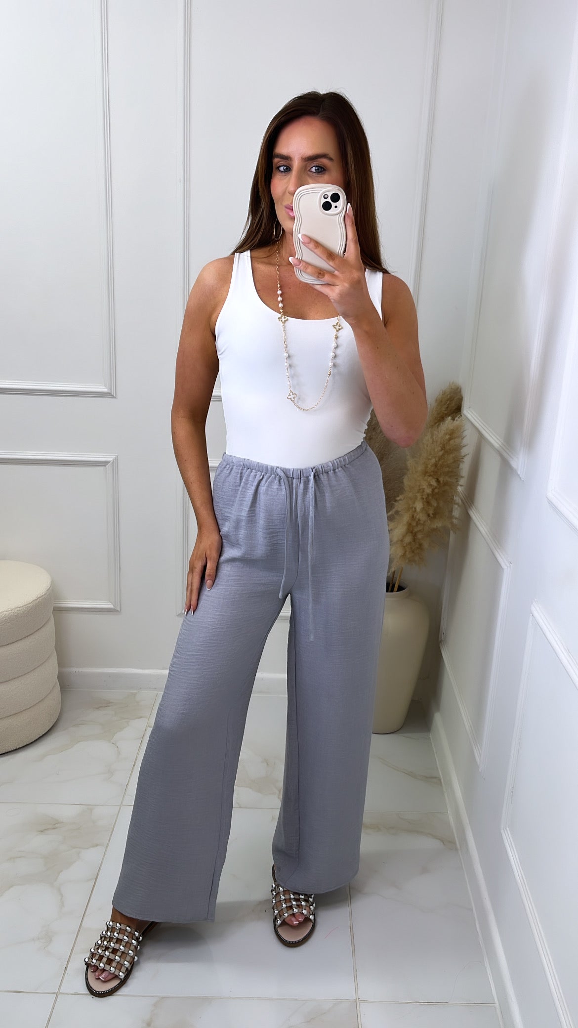 ELLIE grey wide leg trousers