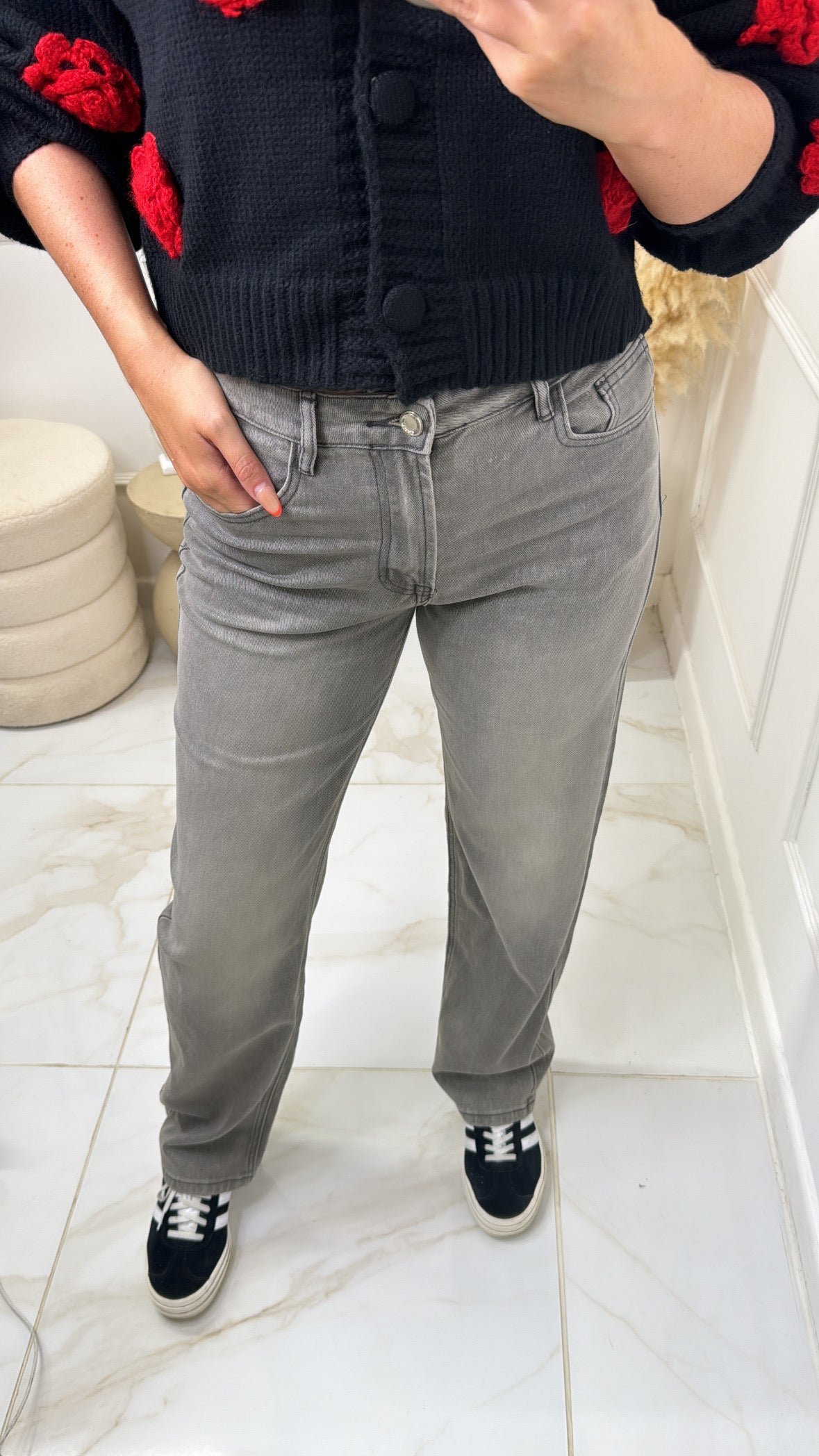 EMILY charcoal straight leg jeans