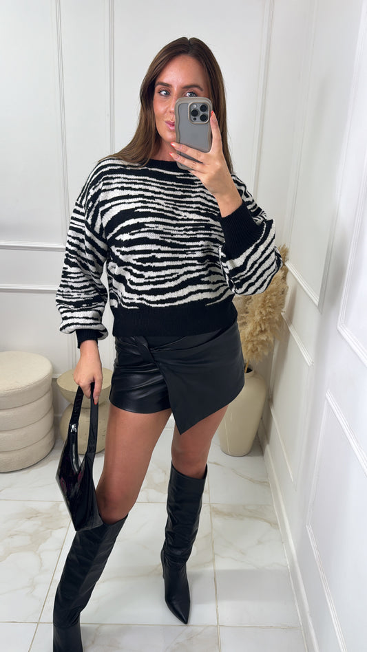 MAISIE black zebra print jumper