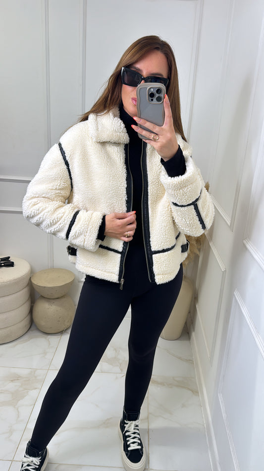 MILA cream teddy jacket