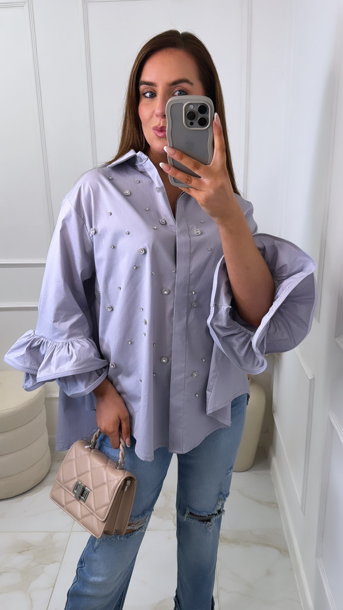 CARA lilac embellished shirt