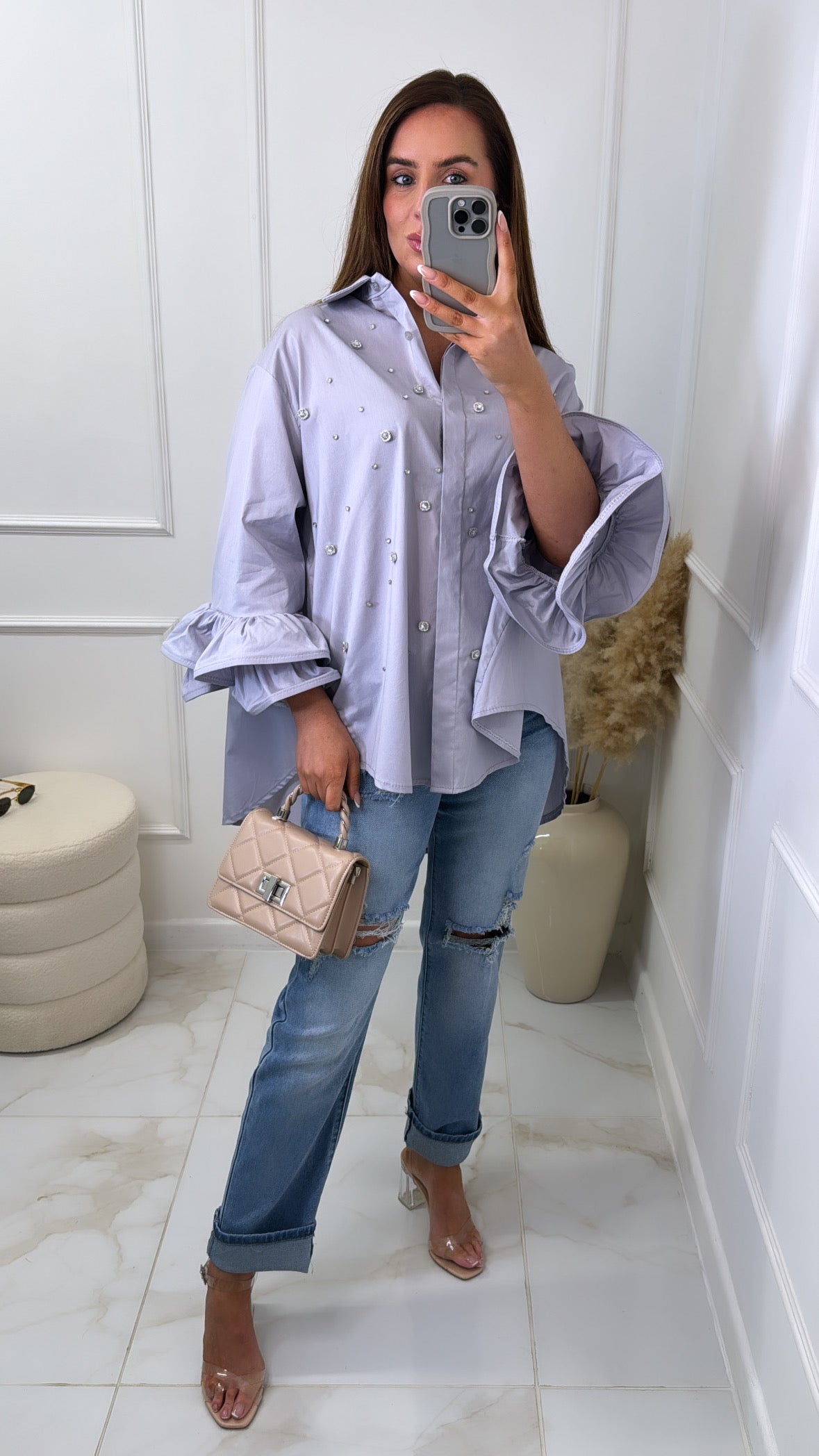 CARA lilac embellished shirt