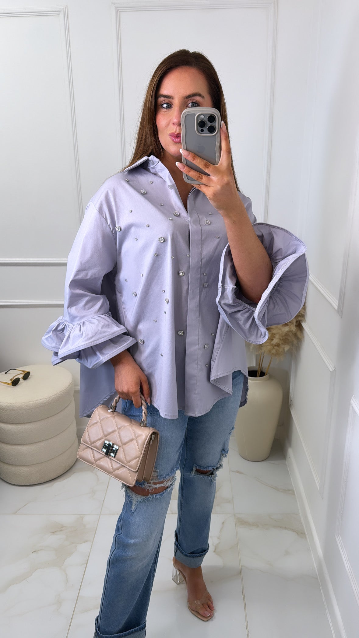 CARA lilac embellished shirt