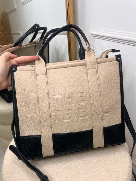 BELLA beige large tote bag