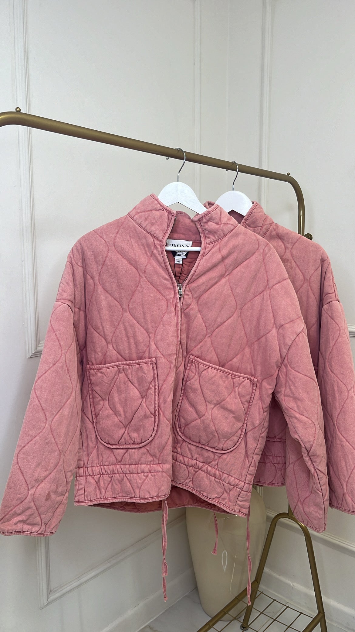 SOFIA pink denim bomber jacket