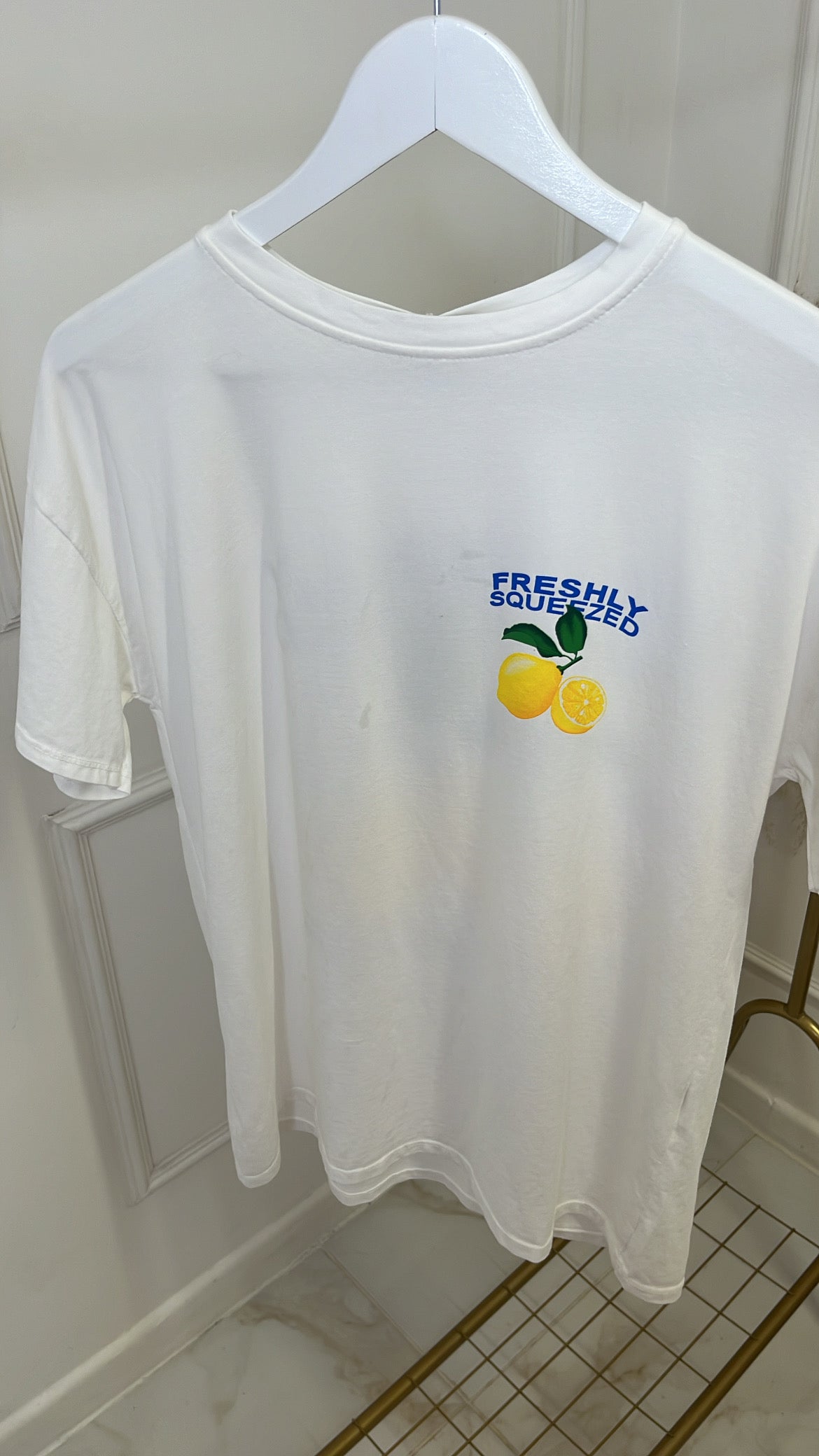 LYDIA white lemon slogan t-shirt