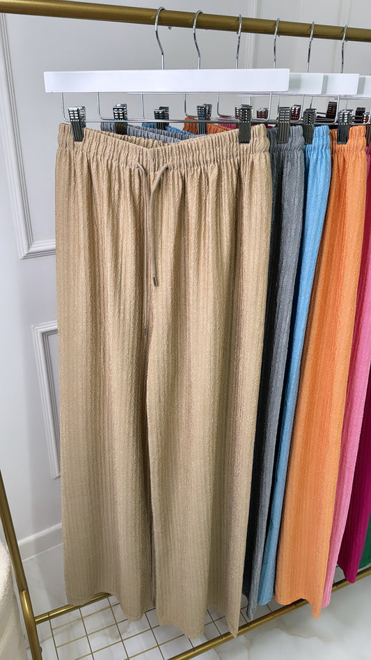 LOLA camel textured wide leg trousers