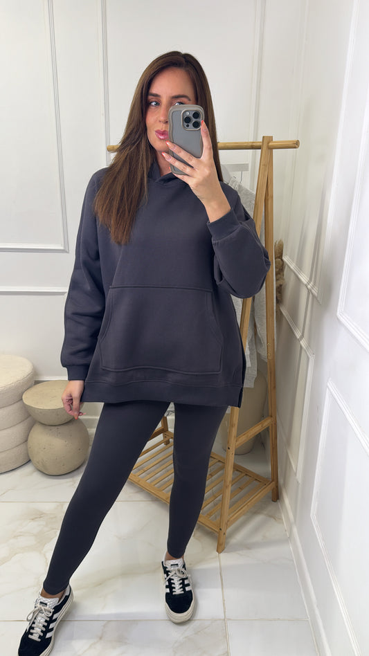 HALLIE charcoal hoodie & legging lounge set