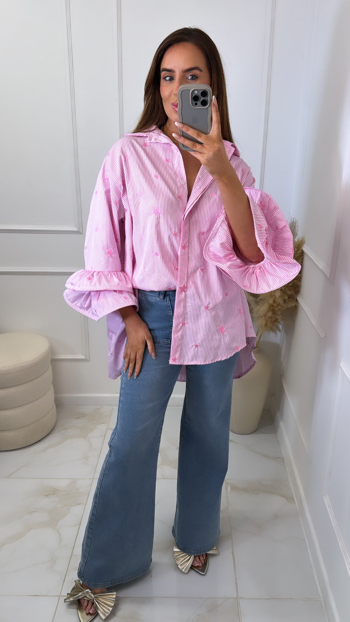 CLARA pink embroidered star shirt