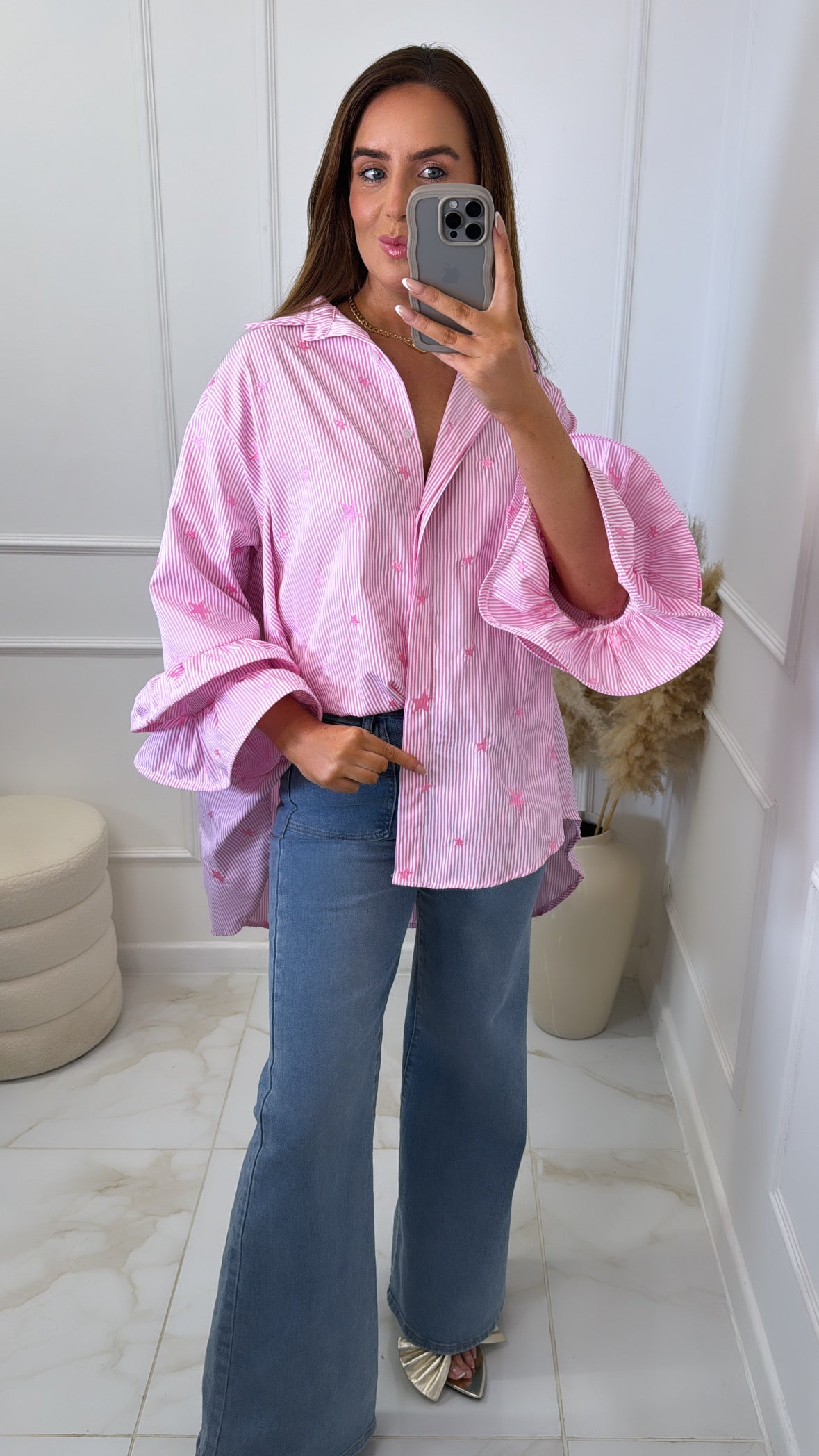 CLARA pink embroidered star shirt