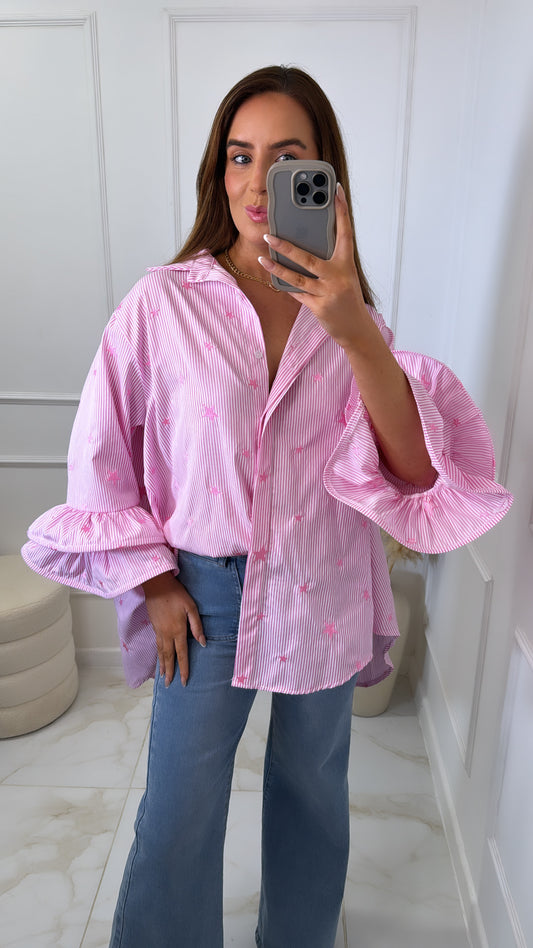 CLARA pink embroidered star shirt