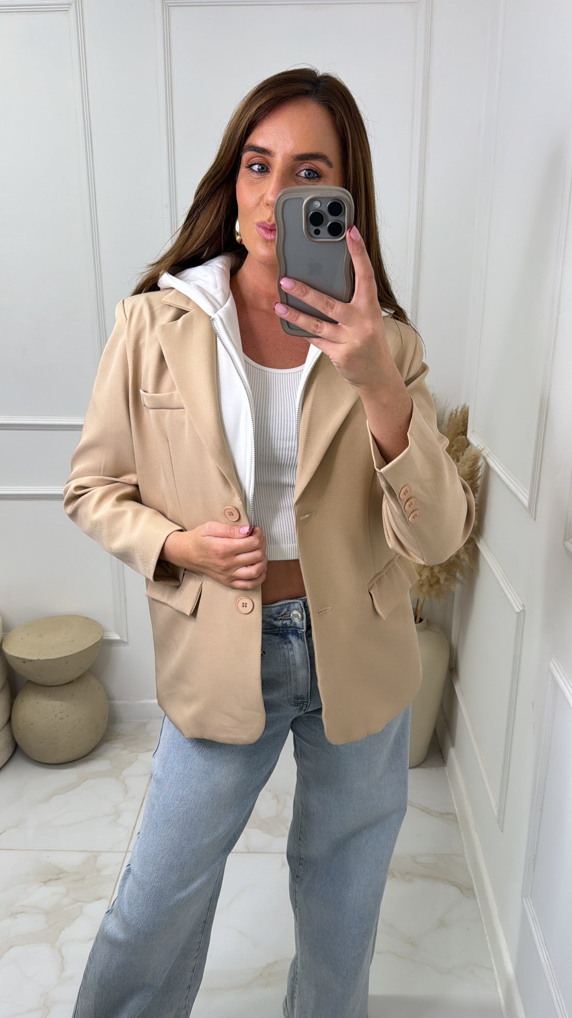 CARTER beige hooded blazer