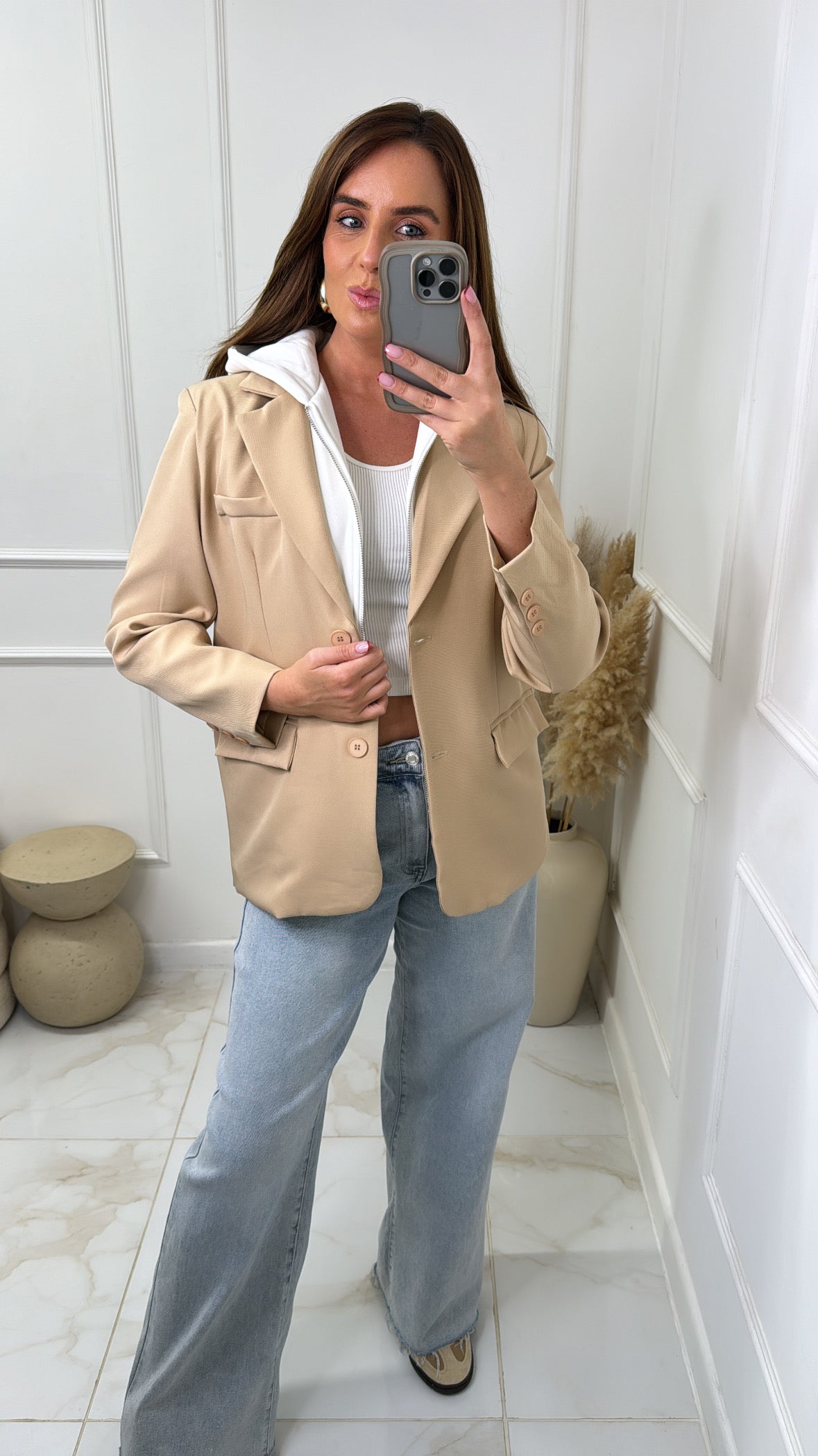 CARTER beige hooded blazer