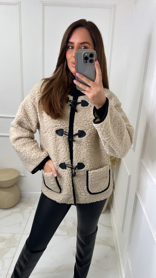 WILLOW cream oversized teddy jacket