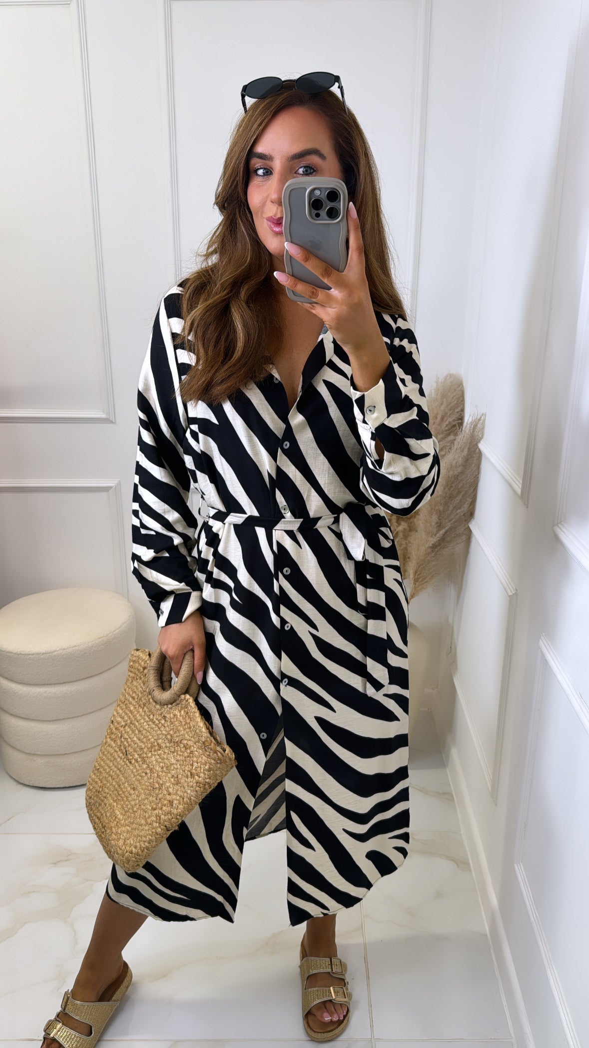 LUNA black zebra shirt dress