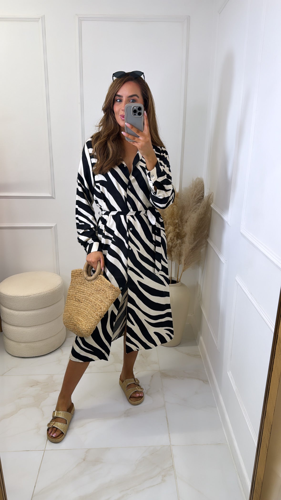 LUNA black zebra shirt dress