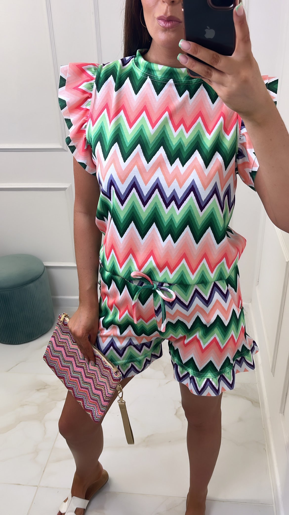 DARA lime zig zag shorts co-ord