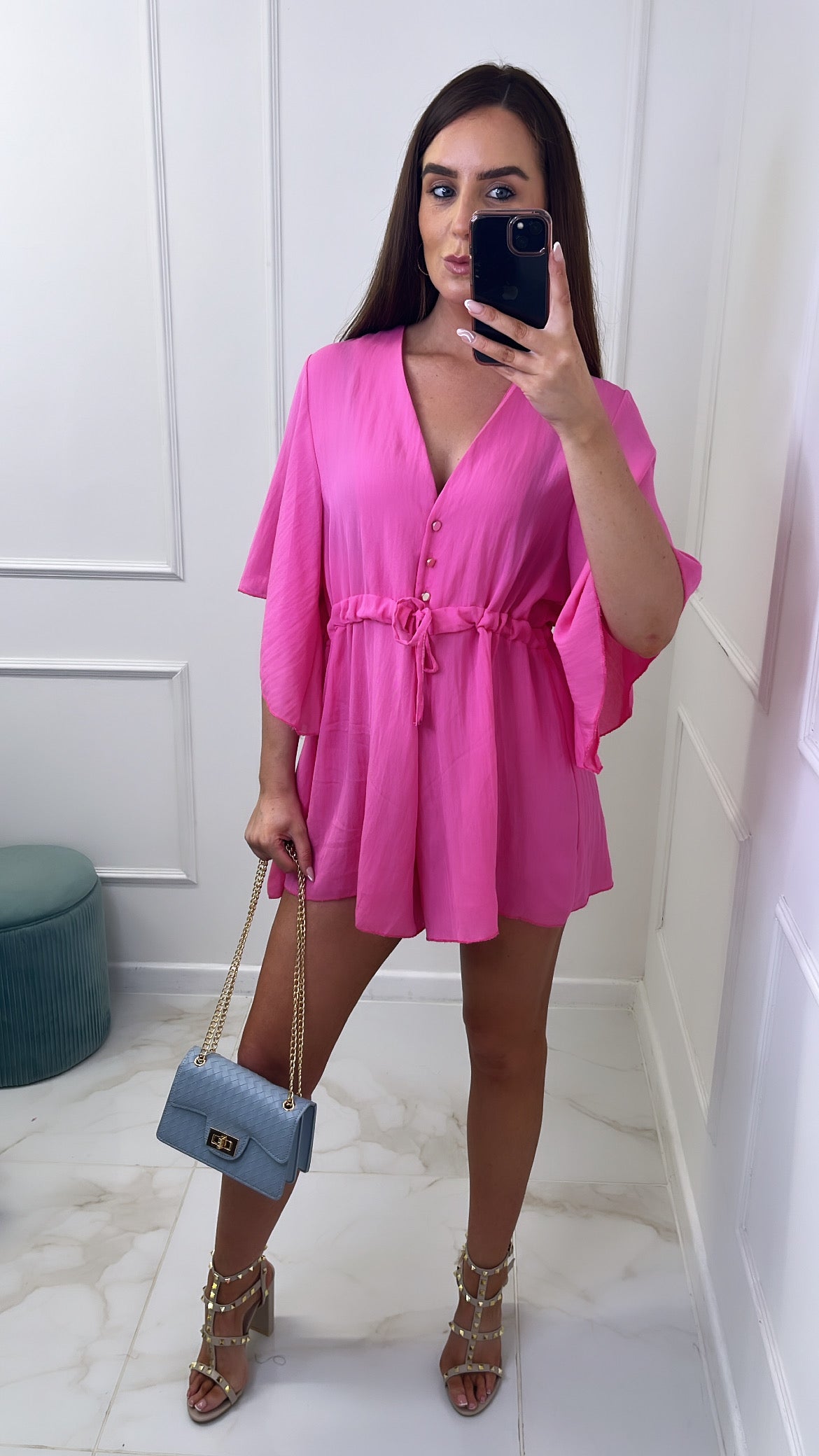 EMMY pink batwing floaty playsuit