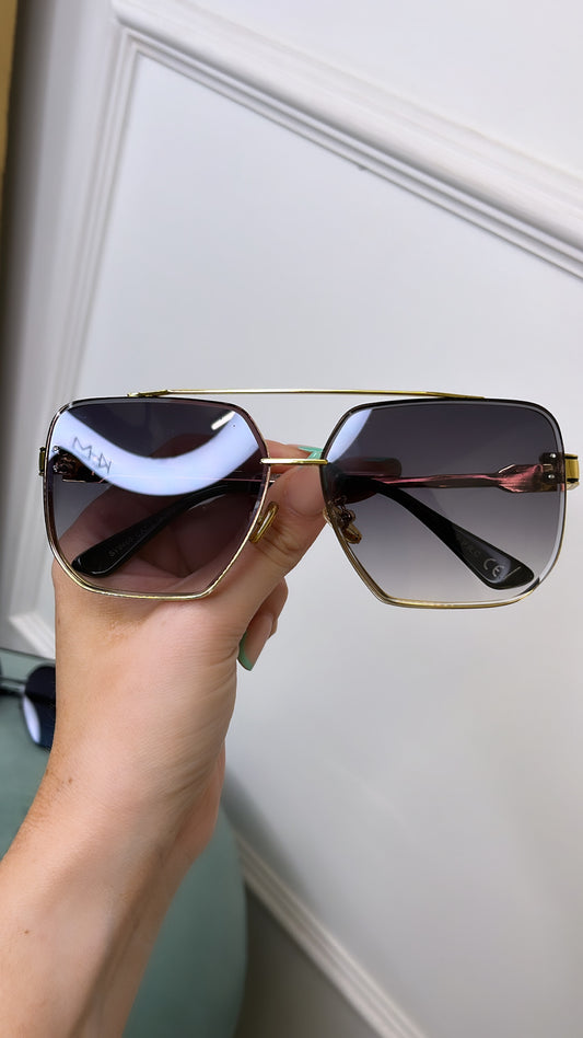 BIANCA black & gold flat top sunglasses