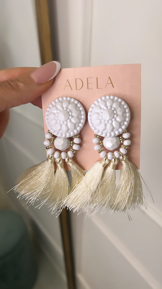 EMMIE cream tassel earrings