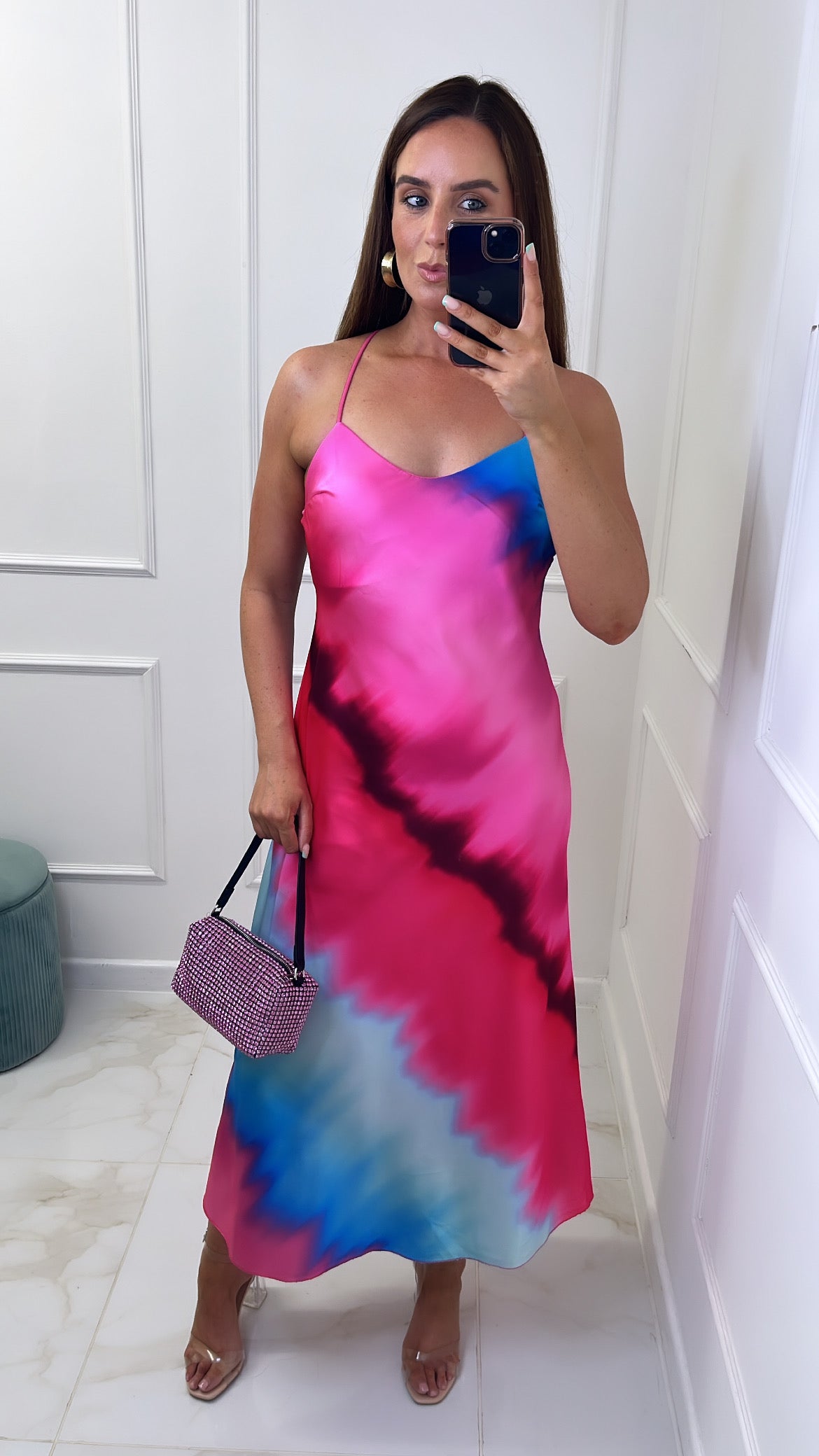 ESME pink & blue tie dye silky dress