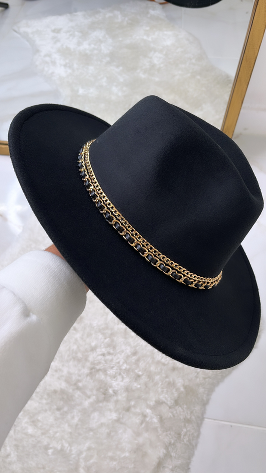 STELLA black chain detail fedora