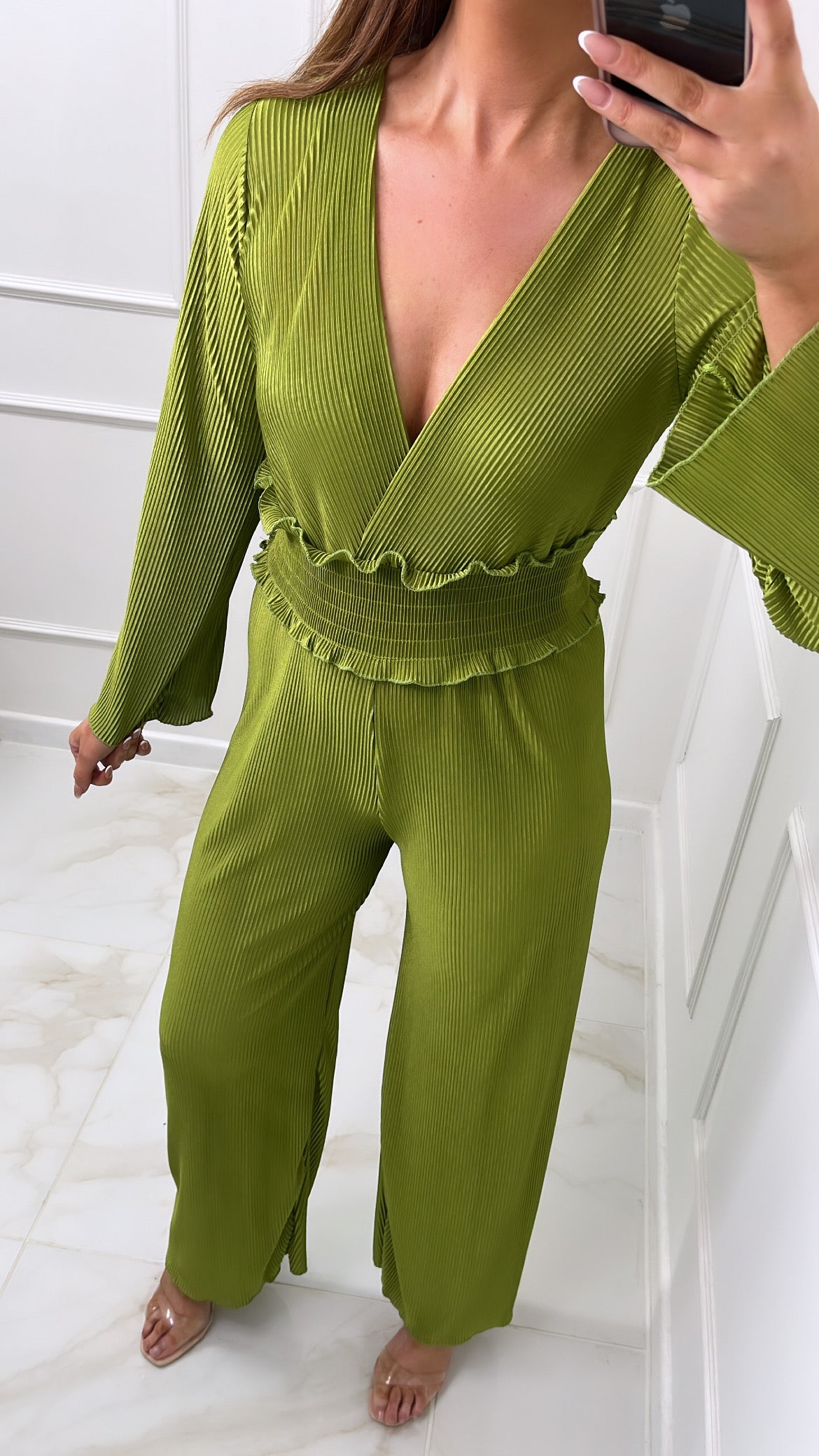 ERIN lime green pleated jumpsuit