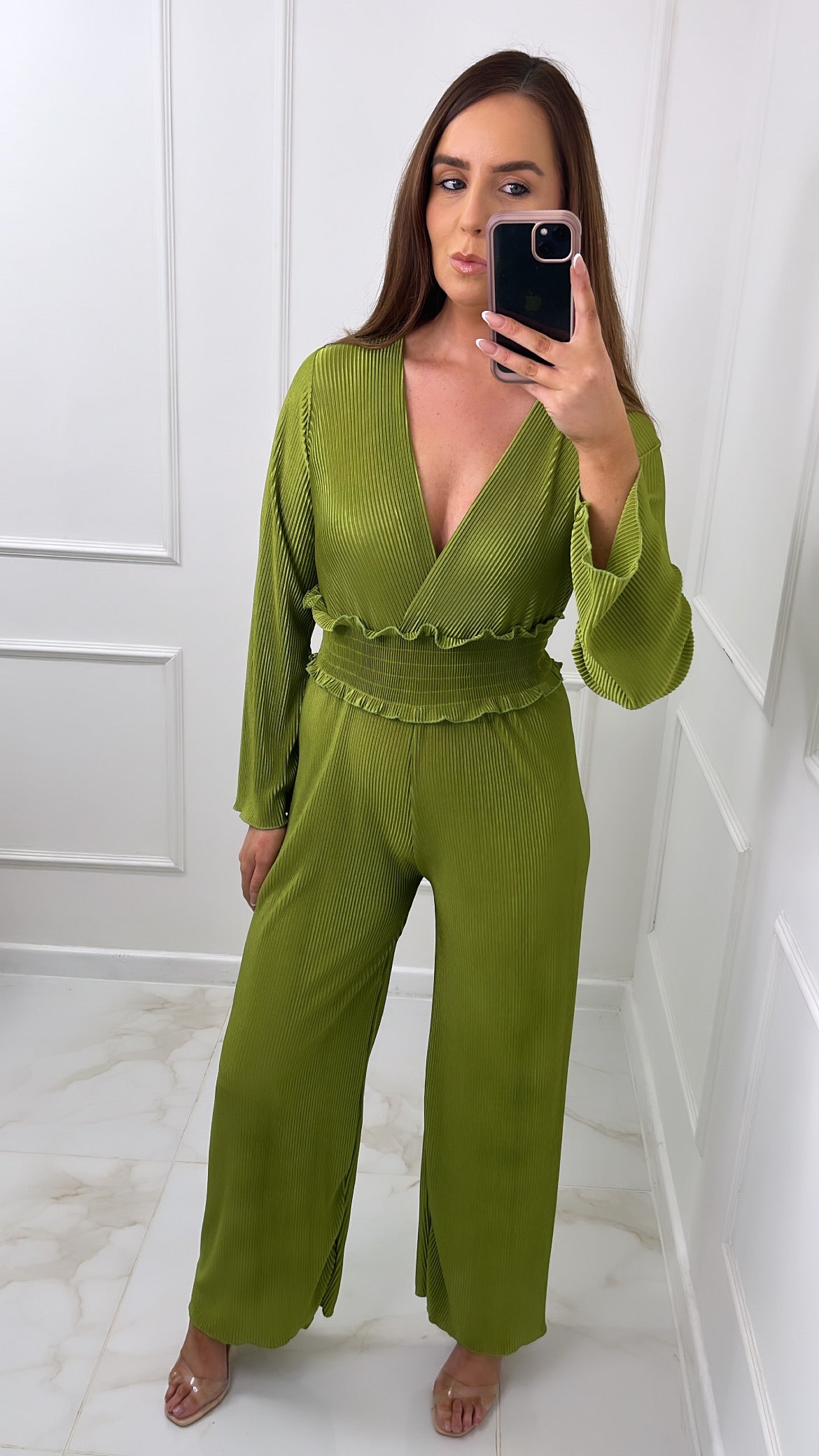 ERIN lime green pleated jumpsuit