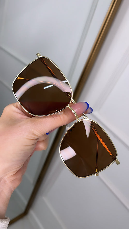 JOJO brown tinted square sunglasses